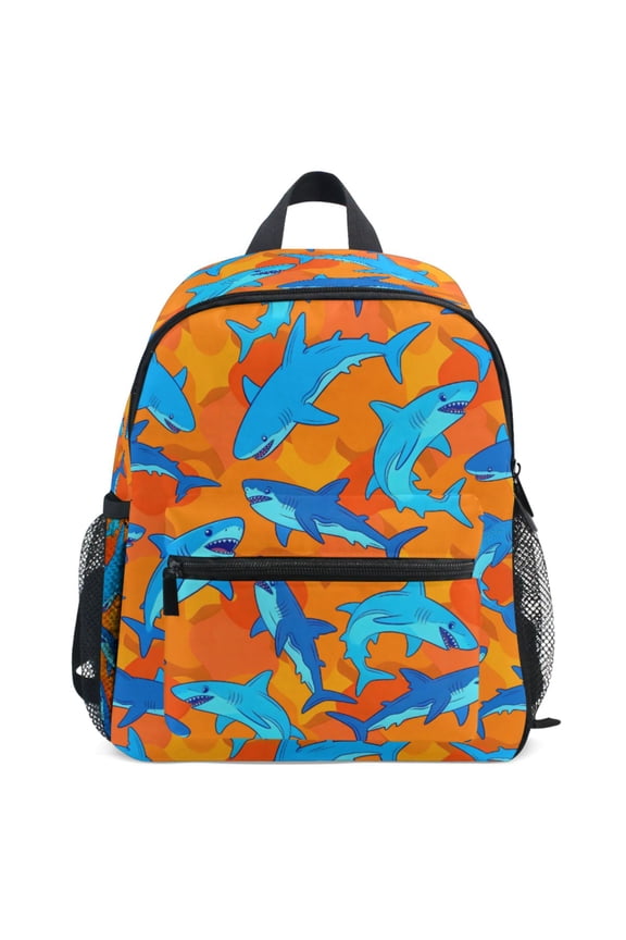 Funny Sharks Pattern School Backpack Student Bookbag Mini Bag
