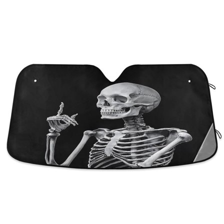ALAZA Funny Skeleton Style Windshield Sun Shade Car Foldable Sun Visor Block UV Rays Protector 55"x27.6"