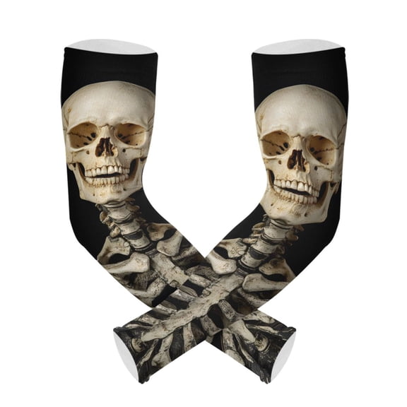 ALAZA Funny Skeleton UV Sun Protection Arm Sleeves UPF 50+ Compression Cooling Sleeve 1 Pair