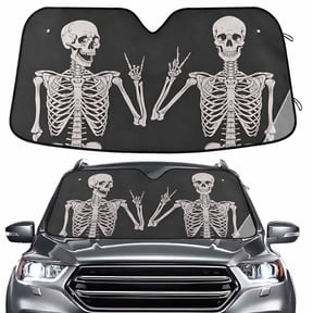 ALAZA Funny Skull Windshield Sun Shade Car Foldable Visor Block UV Rays Protector 55"x27.6"