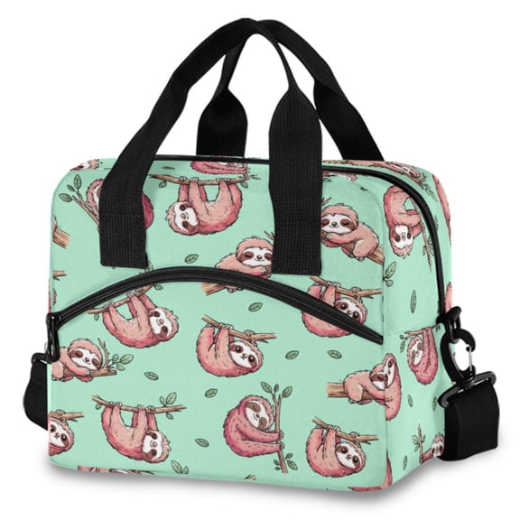 ALAZA Funny Sloth Insulated Lunch Box Large Reusable Cooler Bag with Shoulder Strap