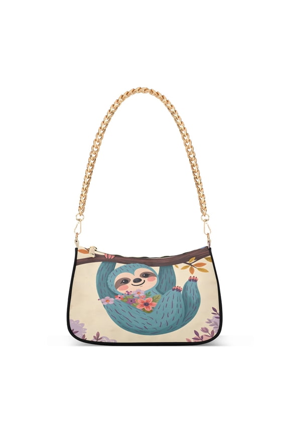 Funny Sloth Women's Chain Shoulder Bag Hobo Handbag Tote Crossbody Purse