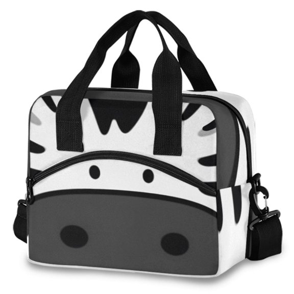 ALAZA Funny Zebra Face Insulated Lunch Box Large Reusable Cooler Bag with Shoulder Strap