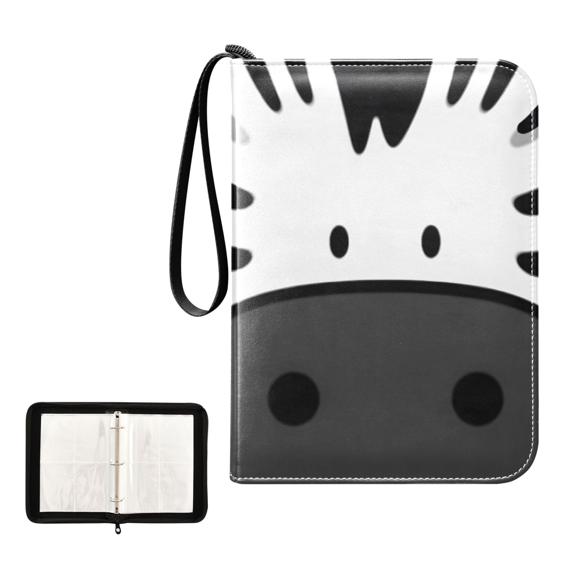 ALAZA Funny Zebra Face Trading Card Binder 4 Pocket Cards Collection Album 400 Folder Holder