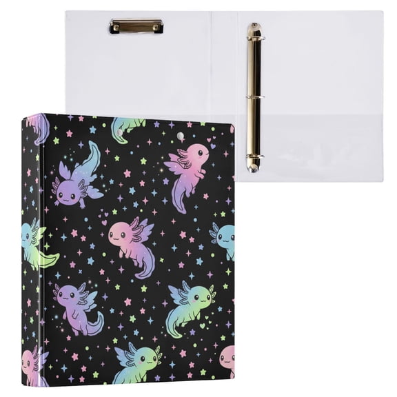 ALAZA Galaxy Axolotl Hardcover 3 Ring Binder 1.5" D-Rings with Interior Pockets Binders School 1 PC