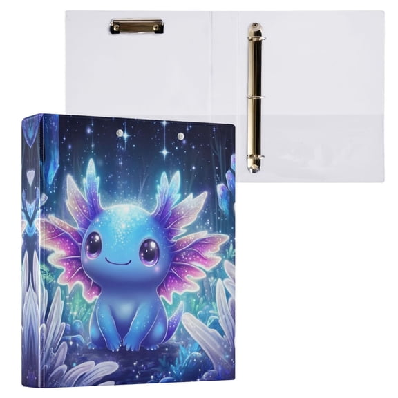 ALAZA Galaxy Axolotl Night Hardcover 3 Ring Binder 1.5" D-Rings with Interior Pockets Binders School 1 PC