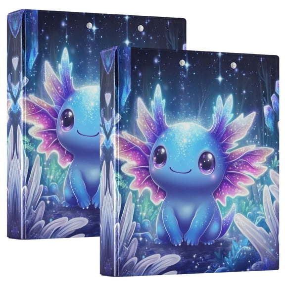 ALAZA Galaxy Axolotl Night Hardcover 3 Ring Binder 1.5" D-Rings with Interior Pockets Binders School 2 PCs