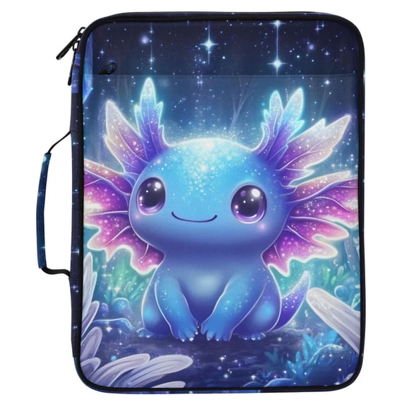 ALAZA Galaxy Axolotl Night Pattern Expanding Accordion File Folder 3 Ring Zipper Organizer Portable Document Binder Bag