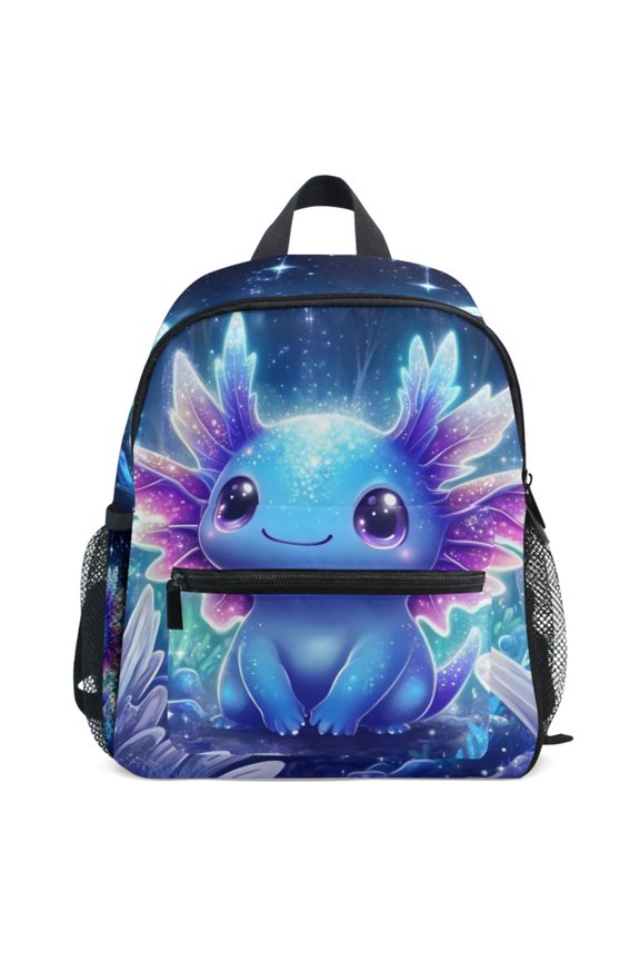 Galaxy Axolotl Night Pattern School Backpack Student Bookbag Mini Bag