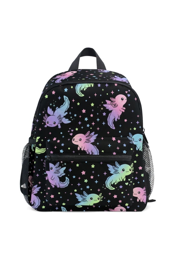 Galaxy Axolotl Pattern School Backpack Student Bookbag Mini Bag