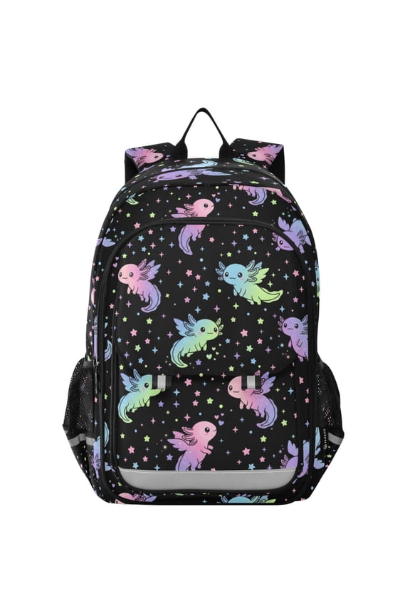 Galaxy Axolotl School Laptop Backpack Travel Bag Casual Student Bookbag Rucksack