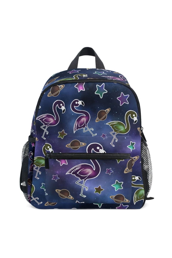 Galaxy Flamingo Pattern School Backpack Student Bookbag Mini Bag