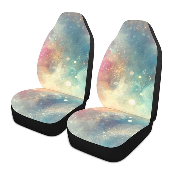 ALAZA Galaxy Shiny Starry Sky Car Seat Covers 2 PCs Universal Auto Front Seats Interior Protector