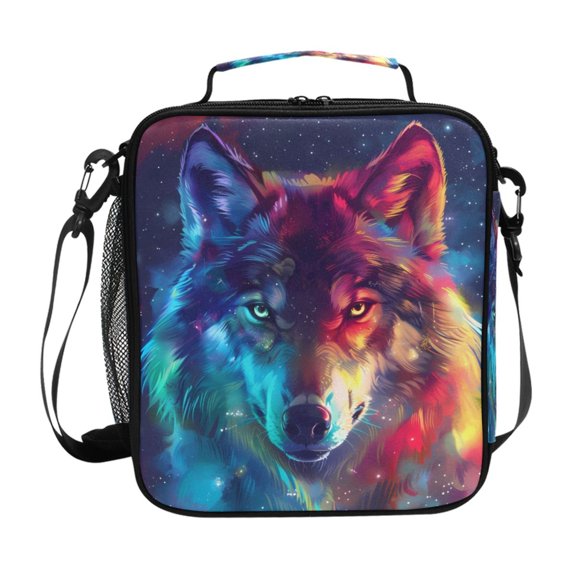 ALAZA Galaxy Wolf Head Lunch Box Insulated Lunch Bag Reusable Thermal Cooler Tote School Picnic