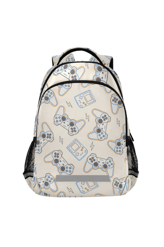 Game Controller Lightning Pattern Backpack Elementary School Bags Student Bookbag Travel Rucksack