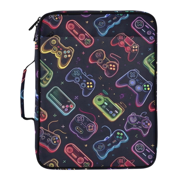 ALAZA Game Controller Pattern Expanding Accordion File Folder 3 Ring Zipper Binder Organizer Portable Document Bag