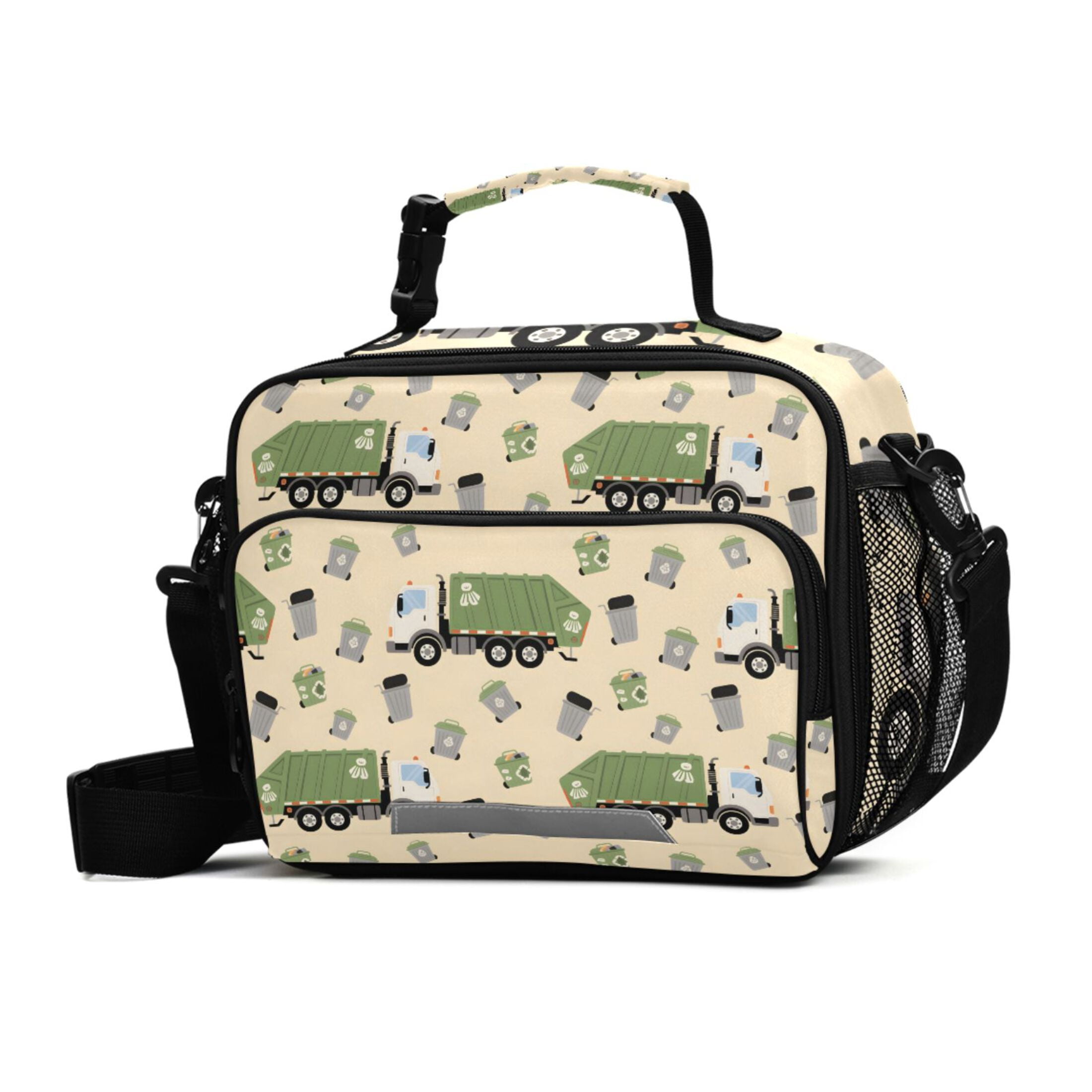 ALAZA Garbage Trucks Lunch Box Insulated Cooler Bag Reusable Tote Bags Shoulder Strap