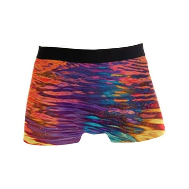 ALAZA Geometric Arrow in Black and Gold Colors Rainbow Tie Dye Mens Boxer Briefs Soft Underwear Stretch Breathable Trunks M