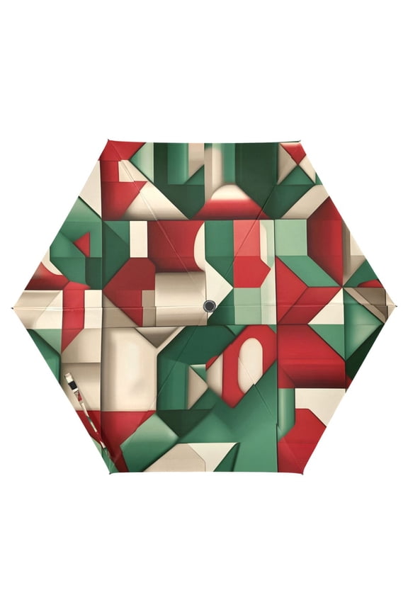 Geometric Funny Pattern UPF 50+ Compact Folding Umbrella for Rain Travel Umbrella Packable