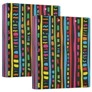 ALAZA Geometric Rainbow Stripes Hardcover 3 Ring Binder 1.5" Round Rings Interior Pockets Binders Organizer 2 Pack