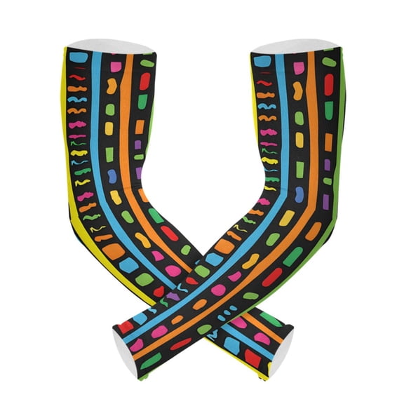 ALAZA Geometric Rainbow Stripes UV Sun Protection Arm Sleeves UPF 50+ Compression Cooling Sleeve 1 Pair
