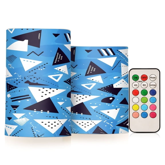ALAZA Geometric Triangle 2 PCs LED Flickering Flameless Candles with Remote Timer Battery Operated Candle