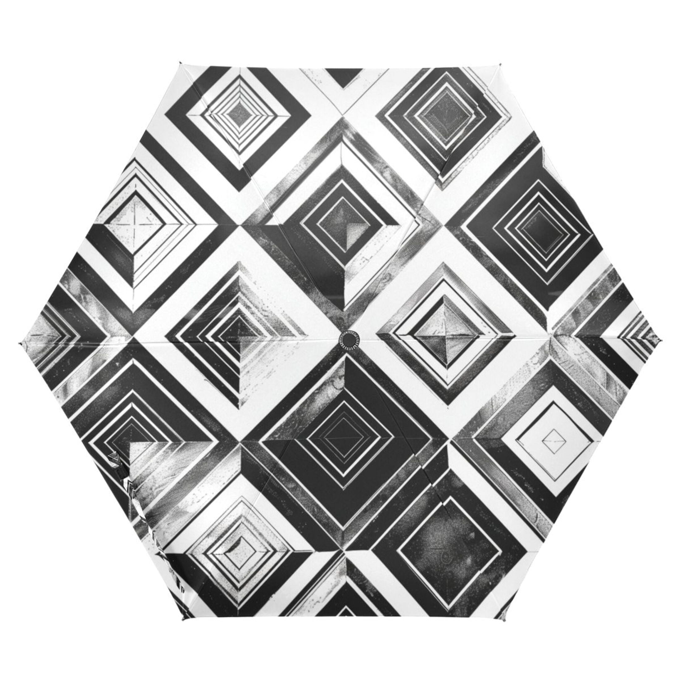 ALAZA Geometry Checkered Plaid Pattern UPF 50+ Compact Folding Umbrella for Rain Travel Umbrella Packable