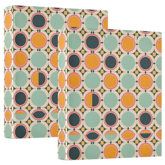 ALAZA Geometry Circle Print Hardcover 3 Ring Binder 1.5" Round Rings Interior Pockets Binders Organizer 2 Pack
