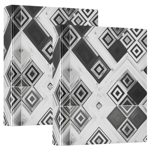 ALAZA Geometry Funny Plaid Pattern Hardcover 3 Ring Binder 1.5" Round Rings Interior Pockets Binders Organizer 2 Pack