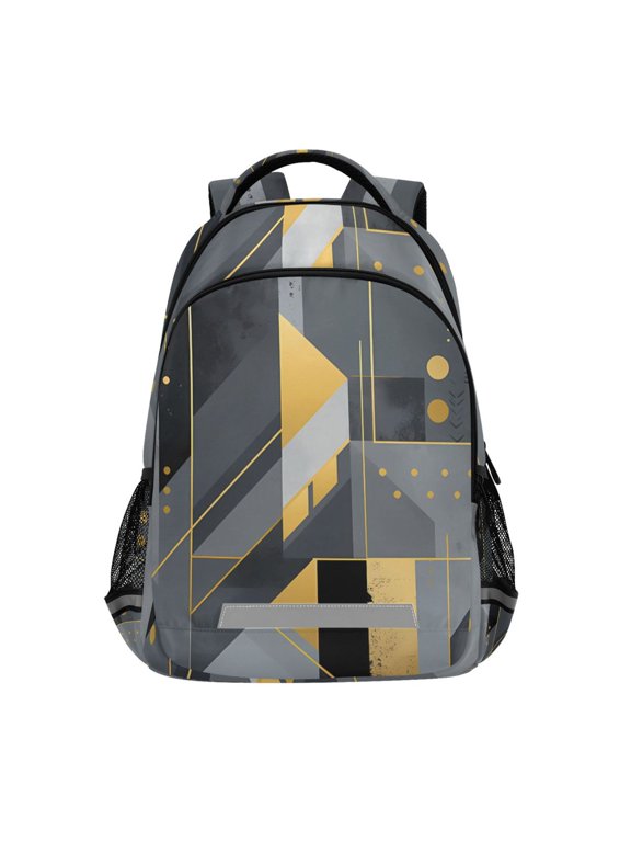 Geometry Gray Backpack Elementary School Bag Bookbag Travel Rucksack