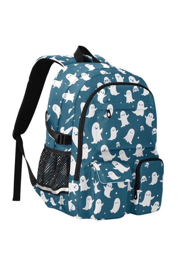 Ghosts Skull Print Student Backpack School Bookbag Large Laptop Daypack Travel Bag