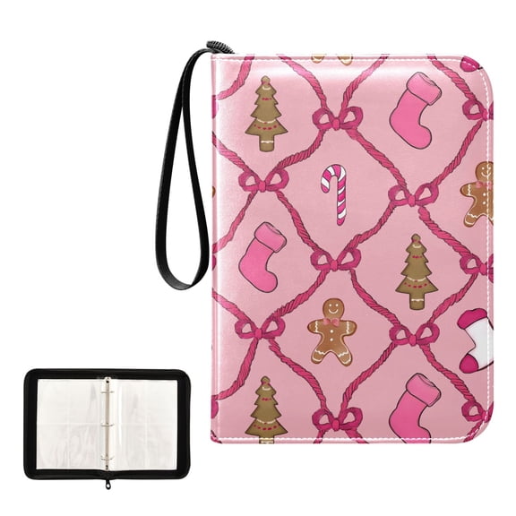 ALAZA Gingerbread Candy Cane Trading Card Binder 4 Pocket Cards Collection Album 400 Folder Holder