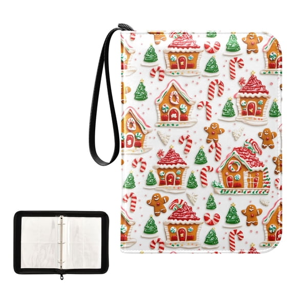 ALAZA Gingerbread Christmas Trading Card Binder 4 Pocket Cards Collection Album 400 Folder Holder