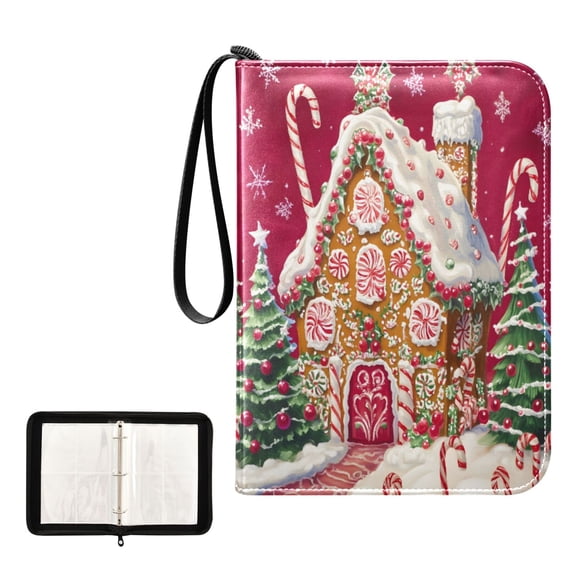 ALAZA Gingerbread House Candy Cane Trading Card Binder 4 Pocket Cards Collection Album 400 Folder Holder