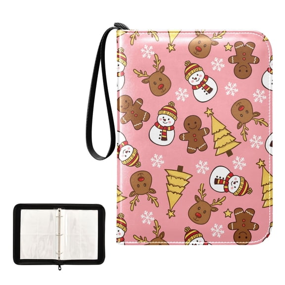 ALAZA Gingerbread Man Christmas Snowman Trading Card Binder 4 Pocket Cards Collection Album 400 Folder Holder