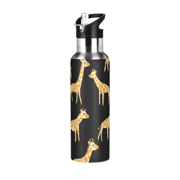 ALAZA Giraffes Pattern Water Bottle Insulated Flask Stainless Steel Straw Lid 20 oz