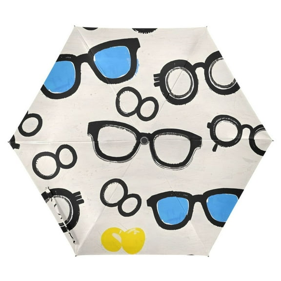 ALAZA Glasses Pattern UPF 50+ Compact Folding Umbrella for Rain Travel Umbrella Packable