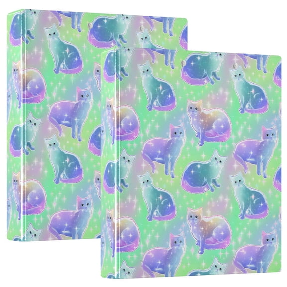 ALAZA Glitter Cute Cats Hardcover 3 Ring Binder 1.5" D-Rings with Interior Pockets Binders School 2 PCs