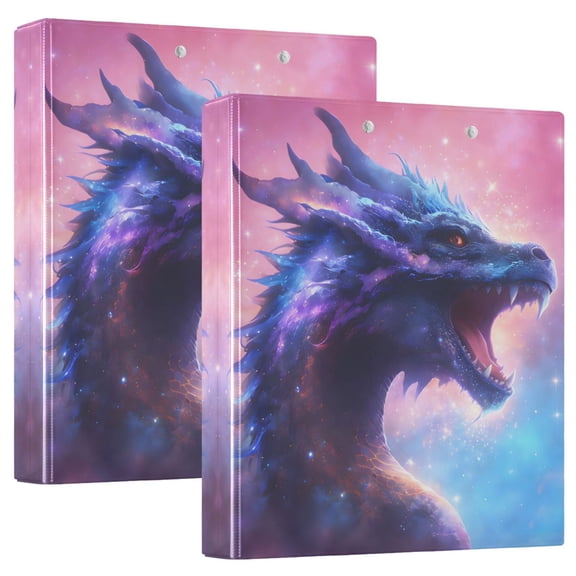 ALAZA Glitter Dargon Hardcover 3 Ring Binder 1.5" D-Rings with Interior Pockets Binders School 2 PCs