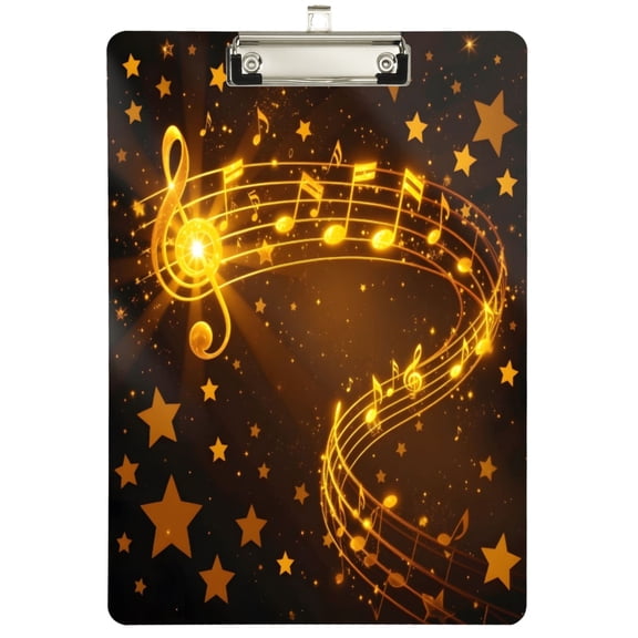 ALAZA Glitter Musical Notes Plastic Clipboard A4 Letter Size Decorative Clipboards for Students Women Men 12.5" x 9"
