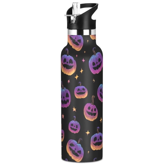 ALAZA Glitter Pumpkins Pattern Stainless Steel Water Bottle Vacuum ...