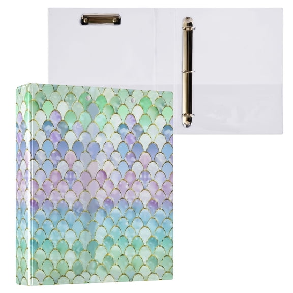 ALAZA Glitter Scales Hardcover 3 Ring Binder 1.5" D-Rings with Interior Pockets Binders School 1 PC