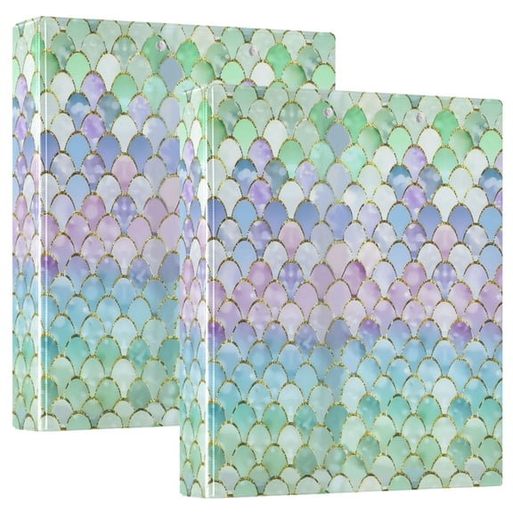 ALAZA Glitter Scales Hardcover 3 Ring Binder 1.5" D-Rings with Interior Pockets Binders School 2 PCs