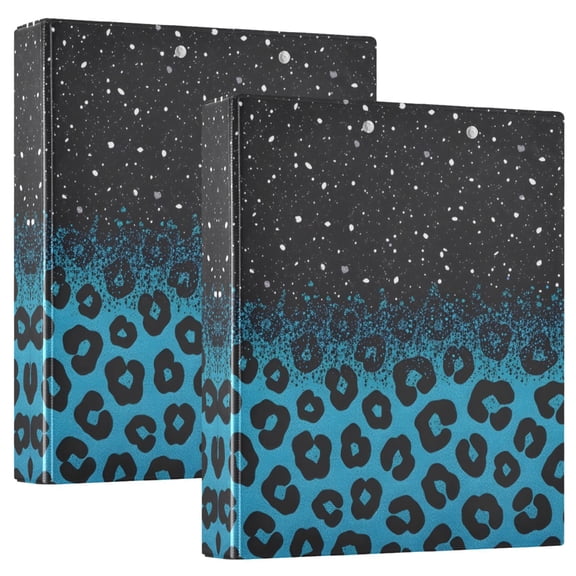ALAZA Glitter Sparkling Leopard Hardcover 3 Ring Binder 1.5" D-Rings with Interior Pockets Binders School 2 PCs