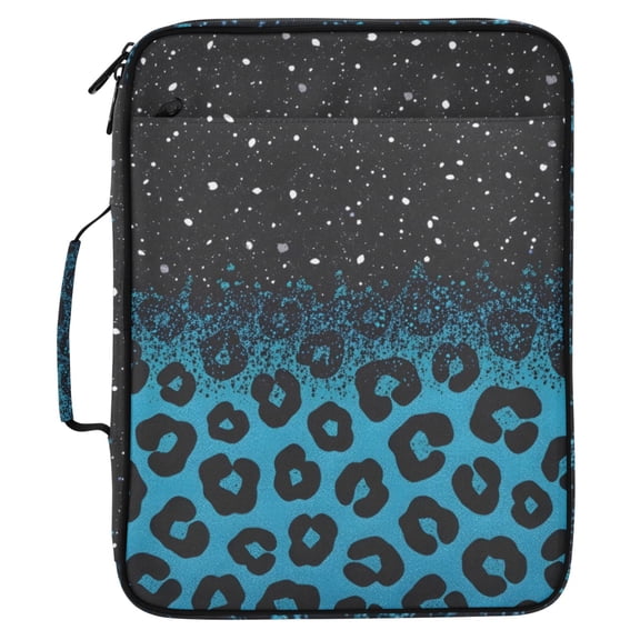 ALAZA Glitter Sparkling Leopard Pattern Expanding Accordion File Folder 3 Ring Zipper Organizer Portable Document Binder Bag