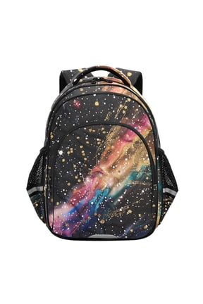 Glittering Galaxy with Golden School Backpack Elementary Bag Bookbag Travel Rucksack