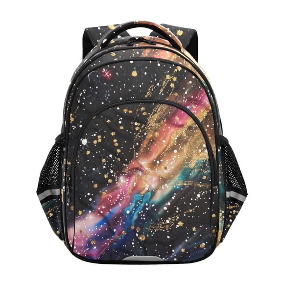 ALAZA Glittering Galaxy with Golden School Backpack Elementary Bag Bookbag Travel Rucksack