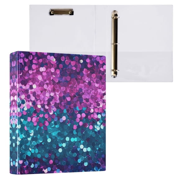 ALAZA Glittery Gradient Turquoise Hardcover 3 Ring Binder 1.5" D-Rings with Interior Pockets Binders School 1 PC