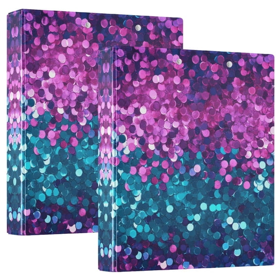 ALAZA Glittery Gradient Turquoise Hardcover 3 Ring Binder 1.5" D-Rings with Interior Pockets Binders School 2 PCs