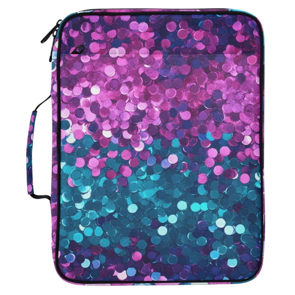ALAZA Glittery Gradient Turquoise Pattern Expanding Accordion File Folder 3 Ring Zipper Organizer Portable Document Binder Bag